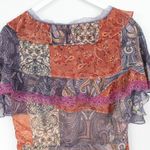 Costarellos Frill Ruffle Tiered Dress Bohemian Cottagcore Paisley Patches Orange Size undefined Photo 7