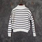 Faherty  Mariner Stripe Quarter Zip Sweater Long Sleeve Winter Womens L Photo 5