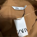 ZARA  Women Brown Long Sleeves Poplin Collared Pleated Casual Cotton Shirt Sz L Photo 14