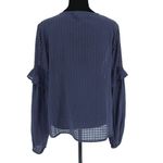 Splendid Womens Blouson Long Sleeve Ruffle Tassel Peasant Blouse Top Navy Small Photo 3