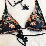 Johnny Was NWT Ari Halter String Bikini Top Black Floral Triangle Small S Photo 1
