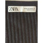 ZARA  Black Button Down Ribbed Wool Blend Knit Scoop Neck Top Women's Medium Photo 5