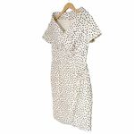 Unique Vintage Dress Portrait Collar Cream With Black Polka Dots Size Medium Photo 3