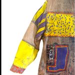 Vintage hand painted 80’s patchwork acid wash color block denim jacket 16 Yellow Photo 2