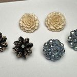Flower / Bead Cluster Clip On Earrings Vintage 1 Hong Kong 1 West Germany 3 Pr Photo 0