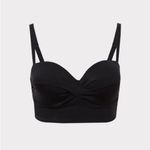 Torrid Swim Underwire Twist Front Bikini Top Lightly Lined Size 4F 4X 26 Black Photo 2