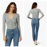 đź’•FAVORITE DAUGHTERđź’• Bodysuit Knit Cardigan Long Sleeve ~ Moth Gray XS NWT Photo 2