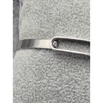 None Silver Stainless Steel Hinged Bangle Bracelet with Sliding Clear Crystal Accent Photo 6