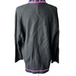 Vintage Wool Needlepoint Floral Embroidery Cardigan Large Purple Photo 3