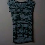 Derek Heart  M V-Neck Black Gray Stripes Floral Top Photo 1