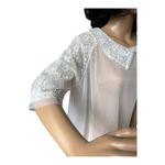 American Vintage 1960s Vintage Off White Sheer Robe Nightgown lace embroidered collar size medium Photo 13