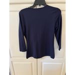 judy p Navy Blue 3/4 Sleeve V Neck Top Women's Size S Micro Nylon Spandex Photo 2
