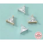Triangle Stud Necklace Charm | Yellow Gold Plated Sterling Silver Gold Photo 5