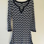 White House | Black Market WHBM Sz M Chevron Stripes Tunic Cover Up Blouse Dress Open Knit V Neck Pullover Photo 9