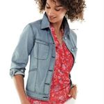 CAbi Locomotive Light Wash Pinstriped Denim Button Up Jean Jacket #5159 Size L Photo 5