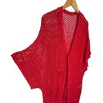 Free People NWT  Women’s Red Crochet Button Front Duster Photo 4