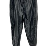 Mittoshop  faux leather M black joggers pull on casual drawstring fall winter Photo 1
