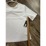 Worthington Women Top OX White Crop Cutout Twist Fitted Short Sleeve Photo 4