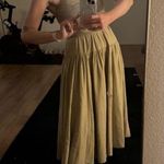 TOCCIN Women's Brown Khaki Square Neck Ruched Bodice Tie Waist Midi Dress Size 8 Photo 15