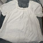 st. john's bay St. John’s Bay White Peasant Top XL Short Slv 100 % Cotton Boho Hippie Photo 1