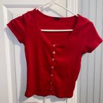 Brandy Melville Red Button Up Shirt Photo 0