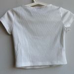 Princess Polly $5/$25  Cream White Ribbed Crop Top Size 0 XS Short Sleeve Photo 2