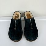 UGG  Australia Black Suede Slip On Mules Clogs Sz 7 Embroidered Photo 6