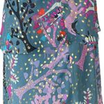 Tibi  New York Silk Metallic Gold Teal Rabbit Woodland Forest Sleeveless Blouse 2 Photo 9