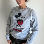 Disney Mickey Mouse Crewneck Sweatshirt Gray Unisex Small Disneyland Comfy Photo 0