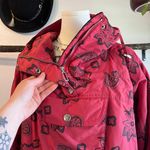 L.L.Bean Water Resistant Printed Pullover Hooded Utility Jacket Size Large Red Photo 7