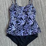 Floral Swimsuit One Piece Purple Black S Small 6 8 Photo 2