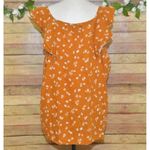 Old Navy  Plus Size XXL Mustard Yellow Linen Blend Sleeveless Top Ruffle Floral Photo 5