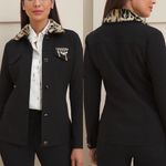 Chico's Chico’s Jacket Women’s Faux Fur-Trimmed Ponte in black size 0 (4/6) Photo 6