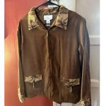 Susan Graver  Vintage Womens Brown Full Zip Flap Pocket Faux Suede Western Jacket Photo 7