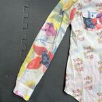 Desigual Embroidered Floral Long Sleeve Roll Tab Shirt Medium Western Rockabilly Photo 3