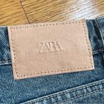 ZARA  Relaxed Fit High Waist Rise Ripped Distressed Jeans Blue denim cropped 14 Photo 7