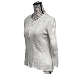 None Vtg Y2k Ivory Cable Knit Sweater Henley Cottegecore Coquette Fishermen Cabin M Photo 1