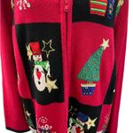 Tiara International Embellished Christmas Holiday Full Zip Cardigan Sweater Photo 3
