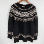 Calvin Klein Women Fair Isle Knit Sweater Black Brown White Crew Neck Size L Photo 8