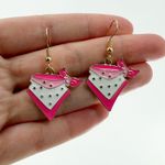 Pink Bandana Earrings, Western Earrings, Cowgirl Earrings, Rodeo Earrings Photo 3