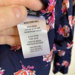 Volcom  Nevermore Navy Floral Button Up Long Sleeve Babydoll Dress Photo 4