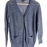 J.Crew Navy Blue Linen Blend Knit Button Front V Photo 0