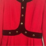 Saks 5th Avenue ✅Saks Fifth Avenue Vintage Red Vintage Long Sleeve Dress Black Velvet Trim Photo 3