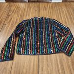 Ann green artsy black colorful sequin vintage open Cardigan Sweater Red Photo 1