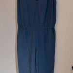 J.Crew Sleeveless Blue V Neck Jumpsuit Photo 0