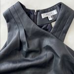 Milly Preston Pleated Vegan Leather Black Halter Top Medium $315 Photo 3