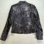 Modern Lux Erie Metallic Croc Print Moto Jacket Full Zip Silver Black Women's 4 Photo 9