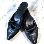 Prada Authentic  pointed bow toe mules black block kitten heel Photo 0