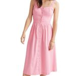 Madewell Pink Button Down Fleur Bow Back Midi Dress Womens US 4 Photo 0