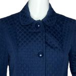Talbots ‎ Blazer Womens 2 Navy Blue Quilted Polka Dot Retro Boho Preppy Old Money Photo 4